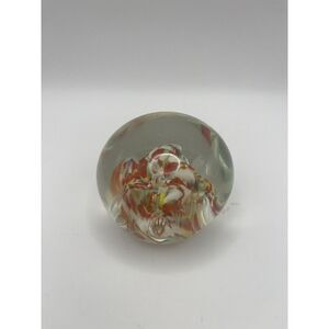 Vintage Art‎ Glass Paperweight Stunning Red White & Yellow Floral Swirl Murano?